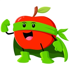 Superhero Red Apple Classroom Fruit Transparent Sticker